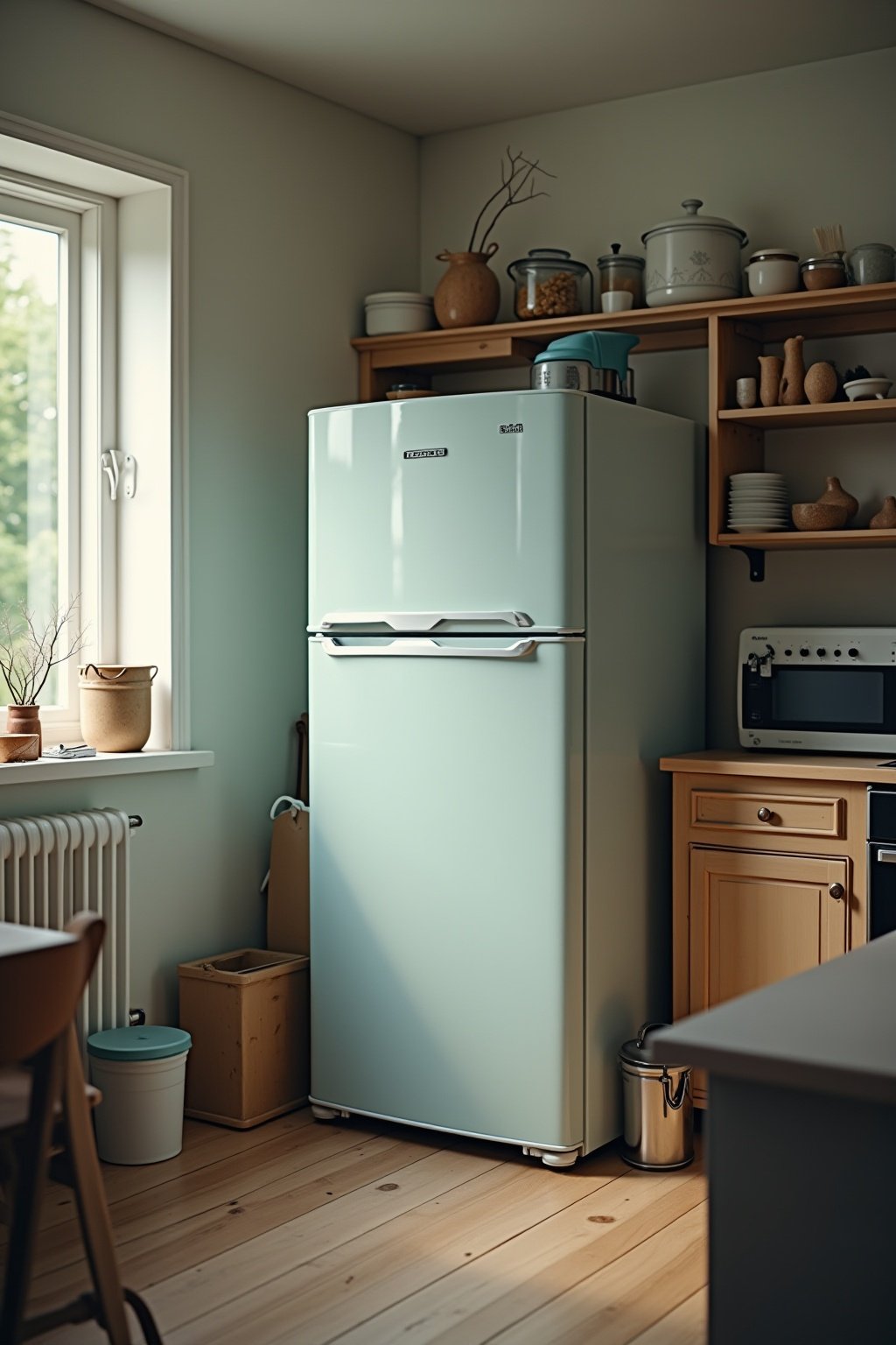 freistehender kuehlschrank in kueche integrieren outline 2