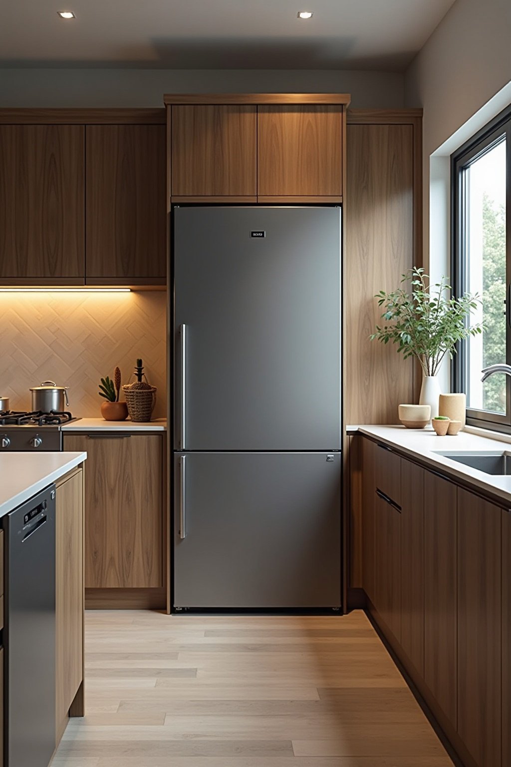 freistehender kuehlschrank in kueche integrieren outline 4