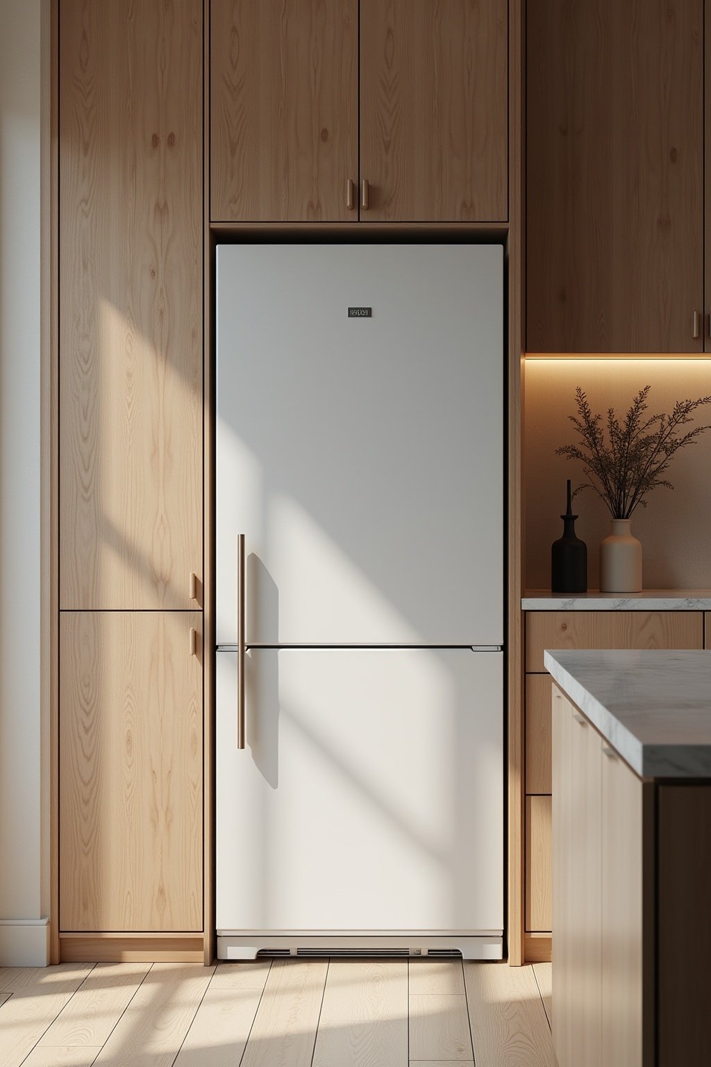 freistehender kuehlschrank in kueche integrieren outline 5