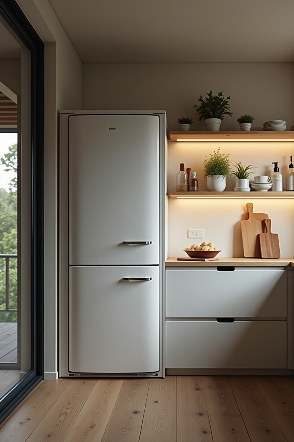 freistehender kuehlschrank in kueche integrieren outline 8