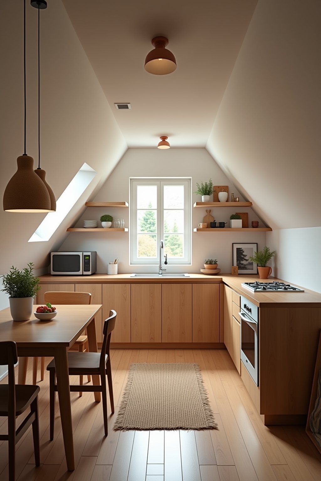 Möbelauswahl für kleine Küche mit Dachschräge