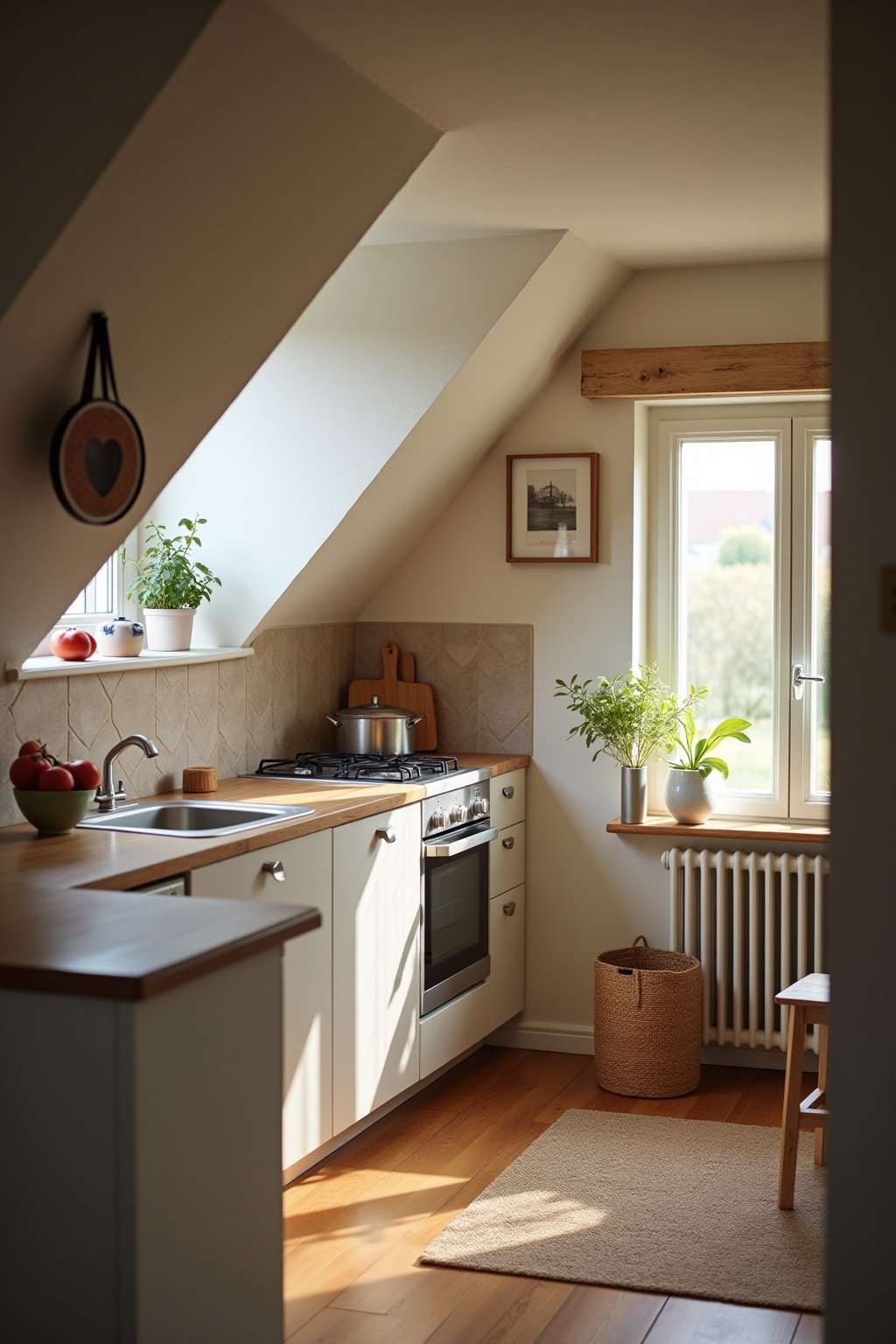 Inspirierende Beispiele kleine Küche mit Dachschräge