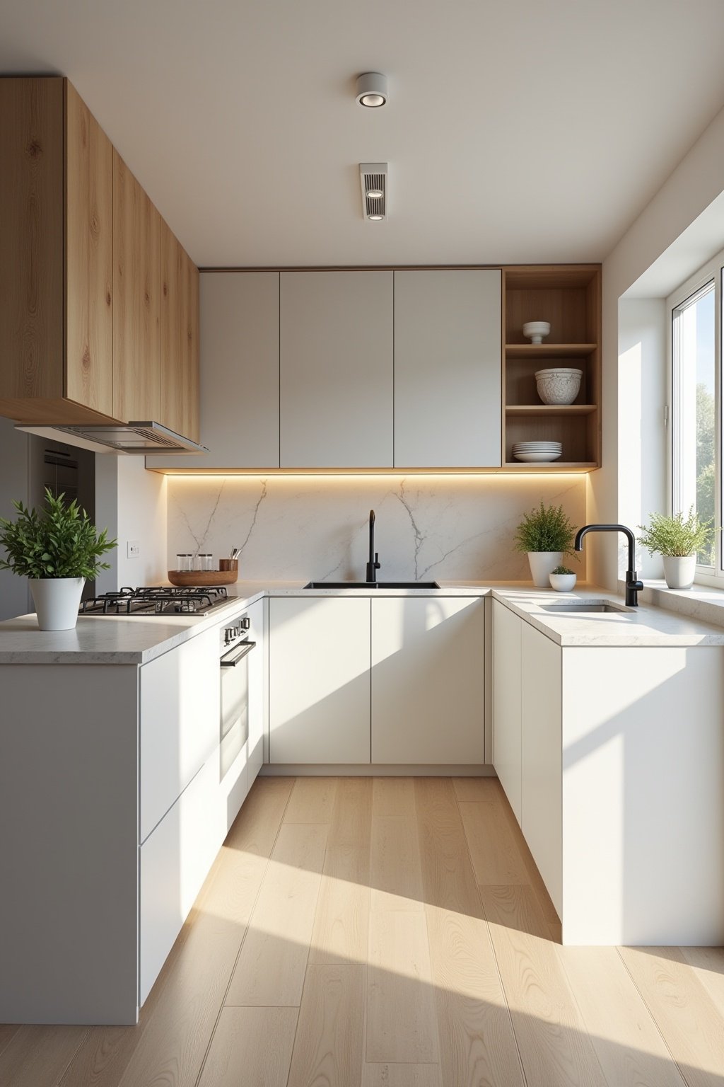 Farbgestaltung kleine U Form Küche