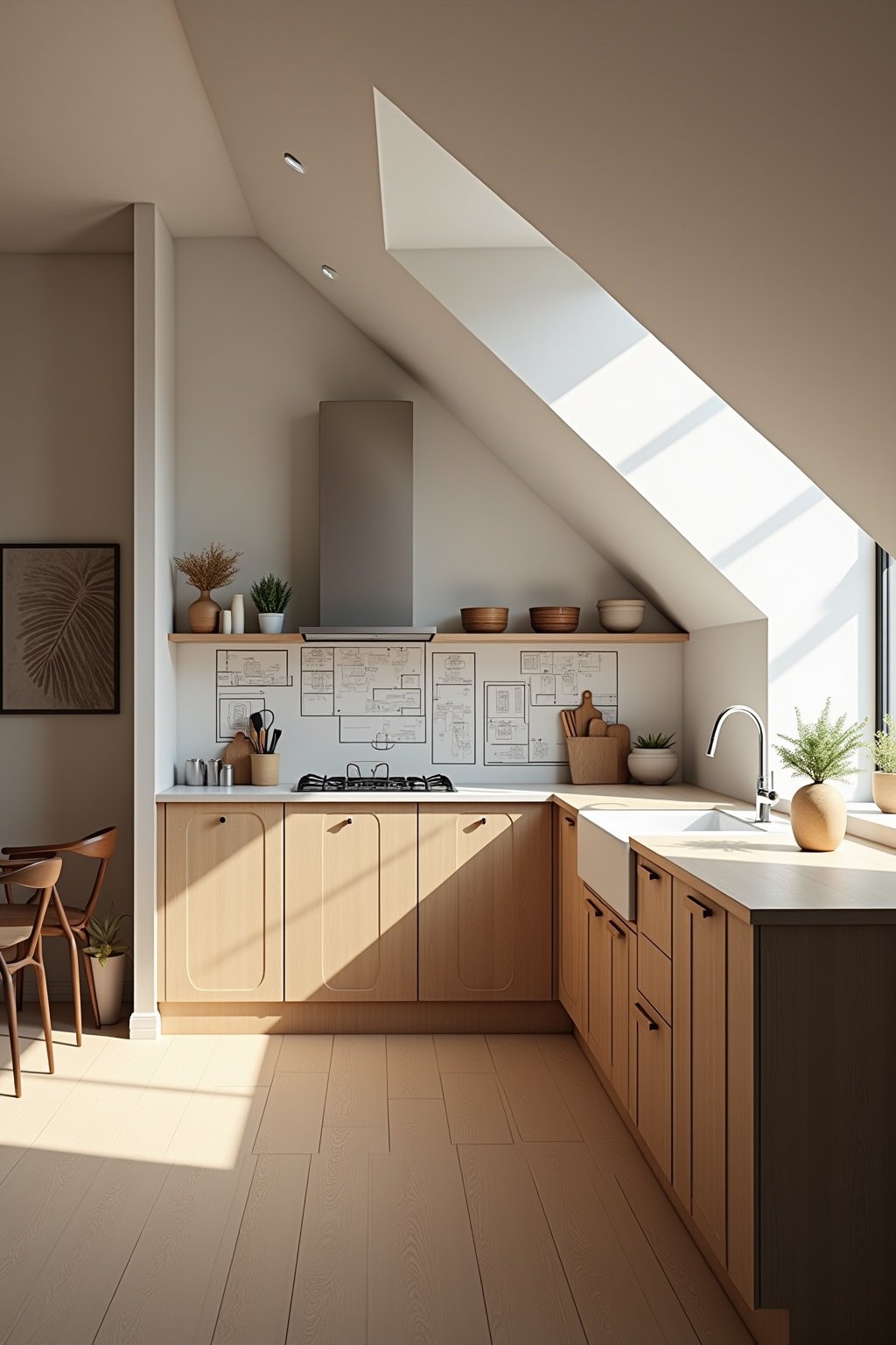 Maßgefertigte Schränke für Küche Dachschräge Stauraum