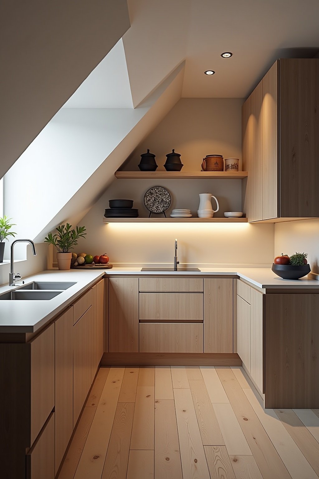 kueche fuer dachschraege outline 4