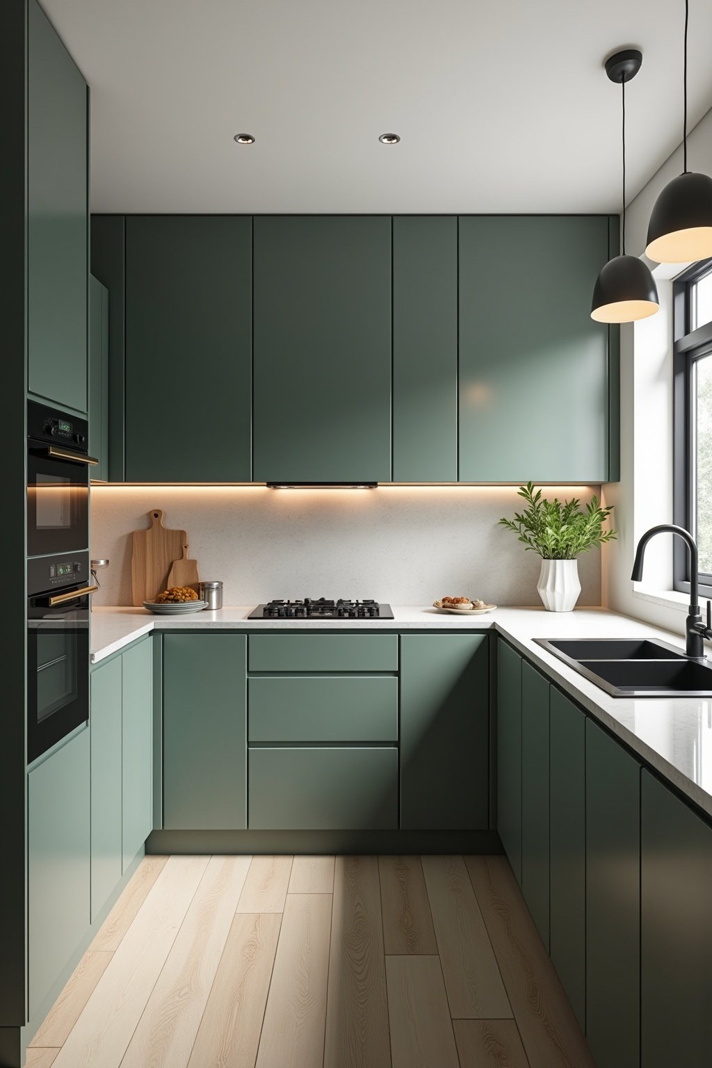 kueche gruen grau outline 1