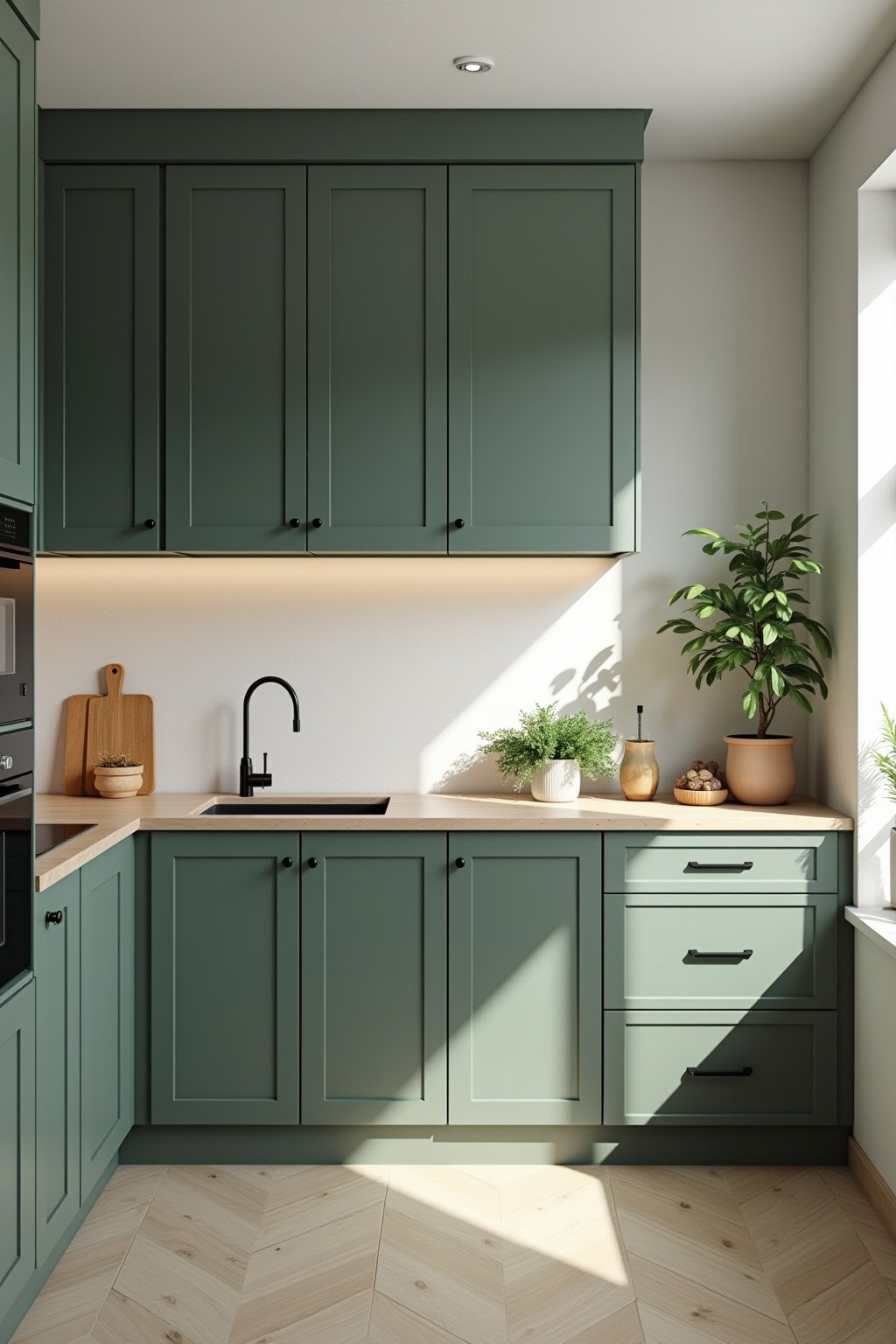 kueche gruen grau outline 2