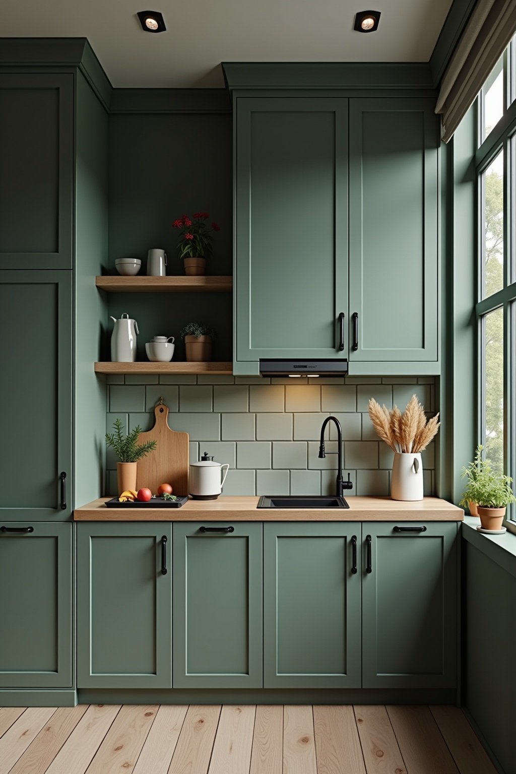 kueche gruen grau outline 8