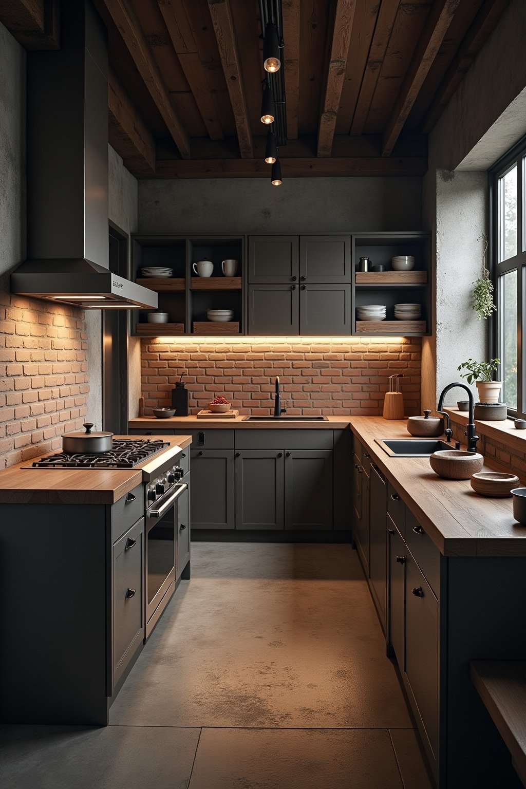 kueche industrial style planen outline 3