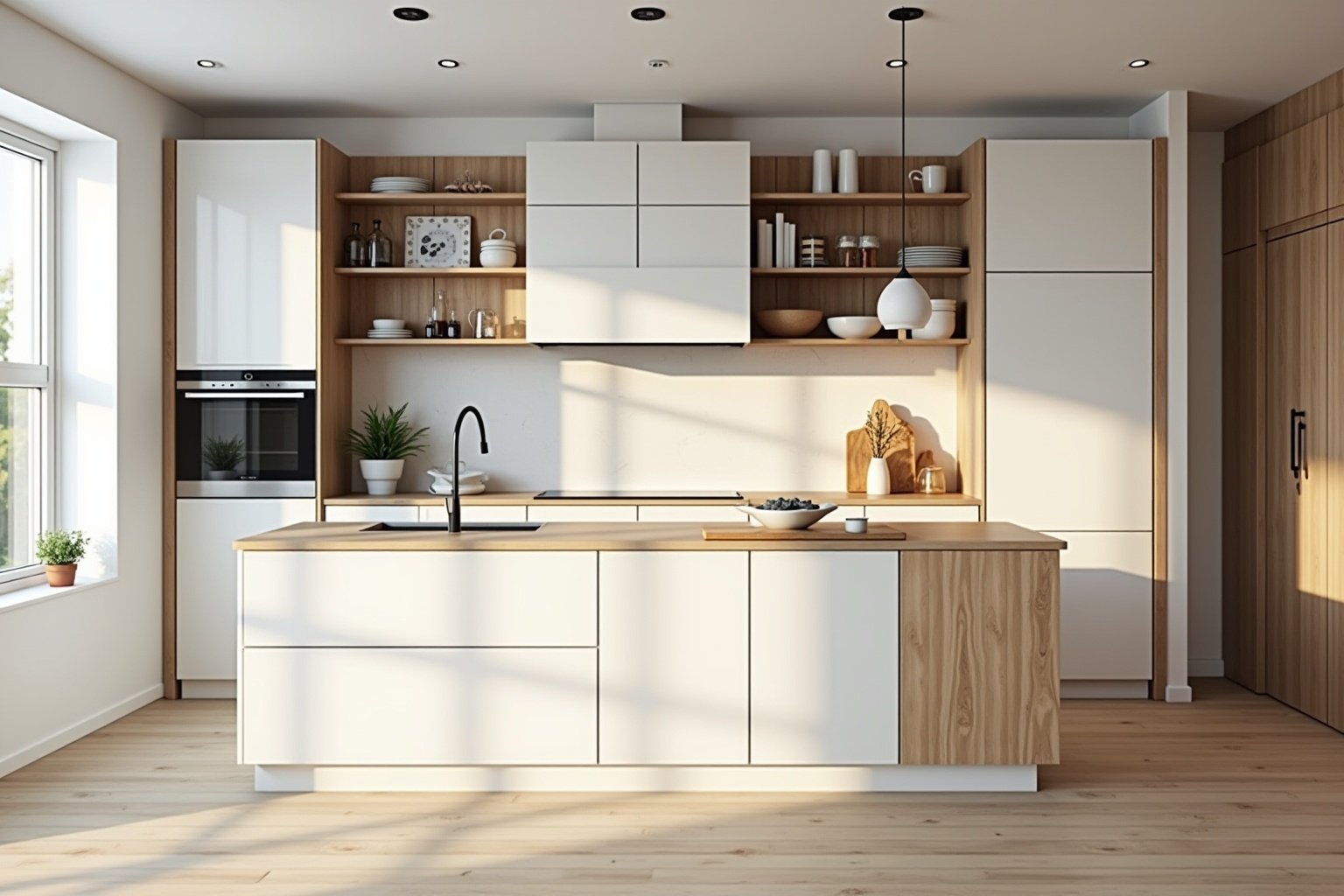 8 Ideen: Küche Weiß mit Holz Kombiniert