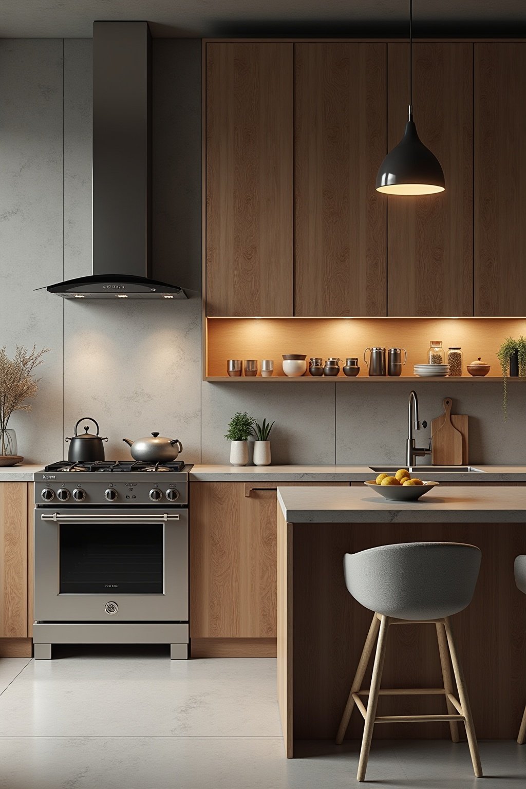 Offene Wohnküche mit Kücheninsel