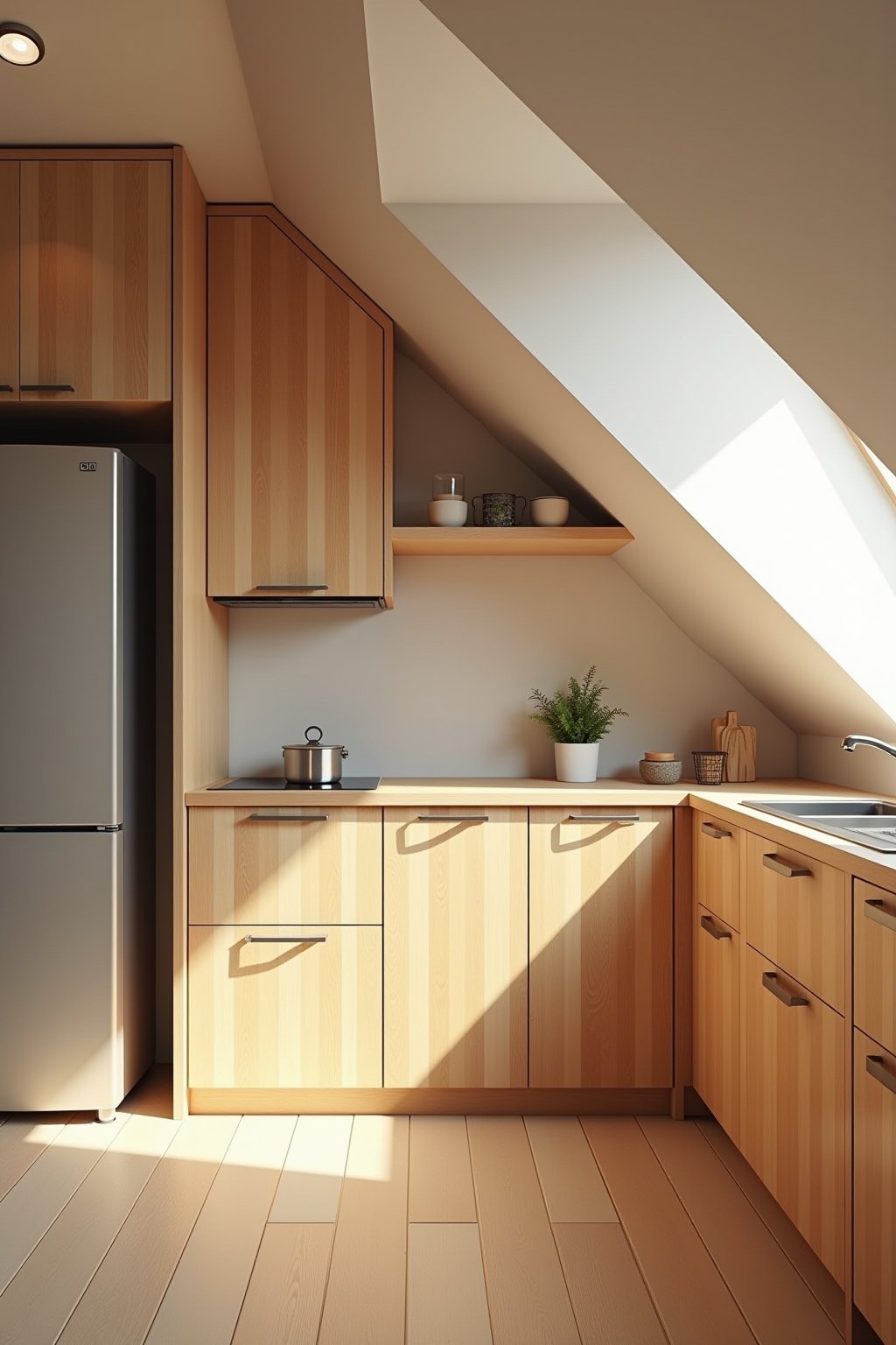 Farben und Materialien Küche Dachschräge