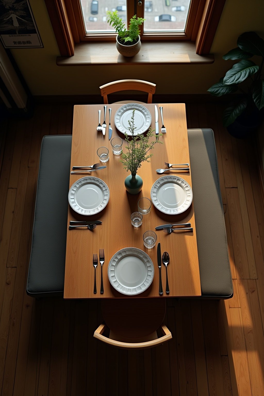 platzbedarf esstisch mit bank outline 8