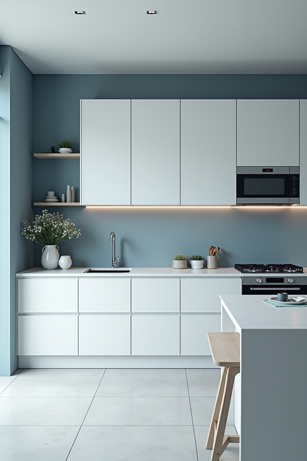 wandgestaltung weisse kueche welche wandfarbe outline 4